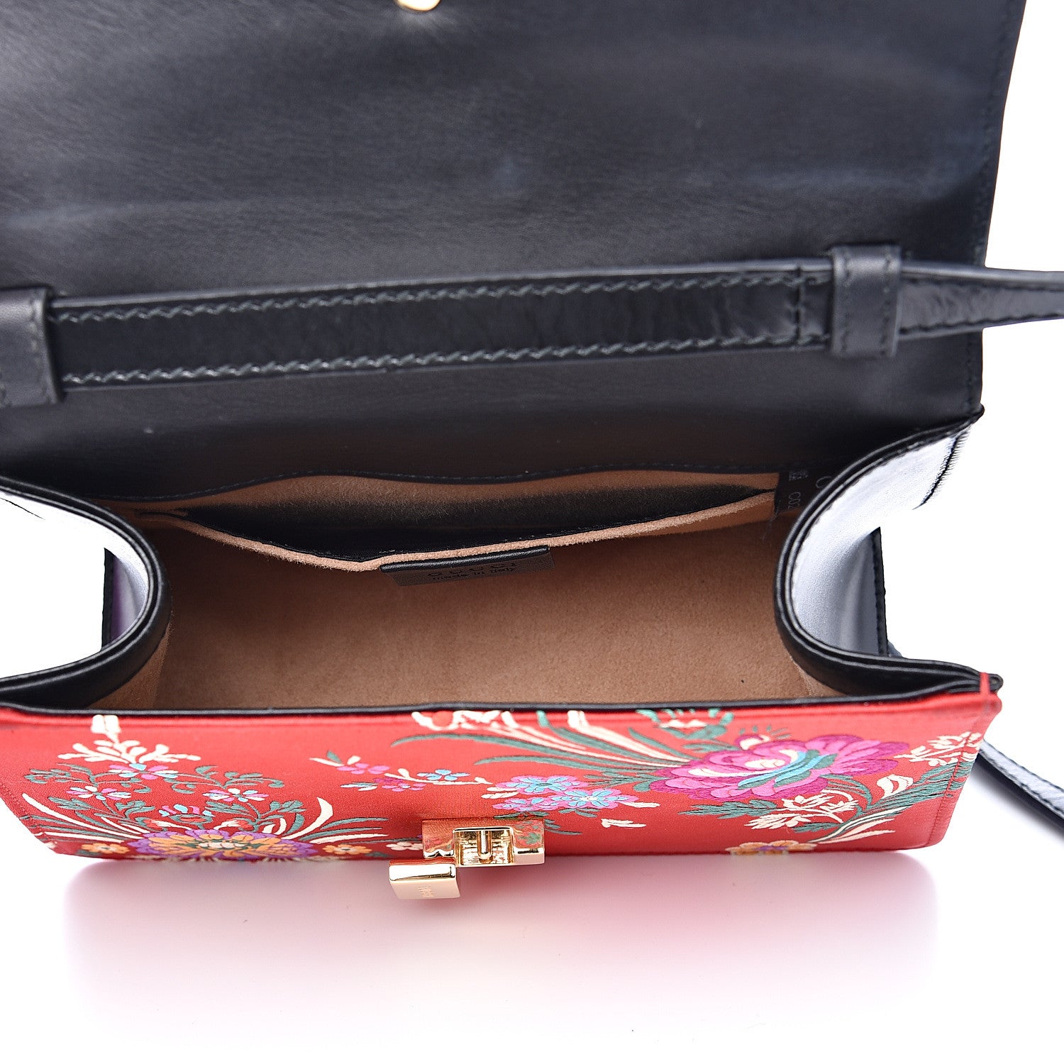 Gucci Jacquard Floral Mini Sylvie Top Handle Bag Red Multicolor Black 5 of 13