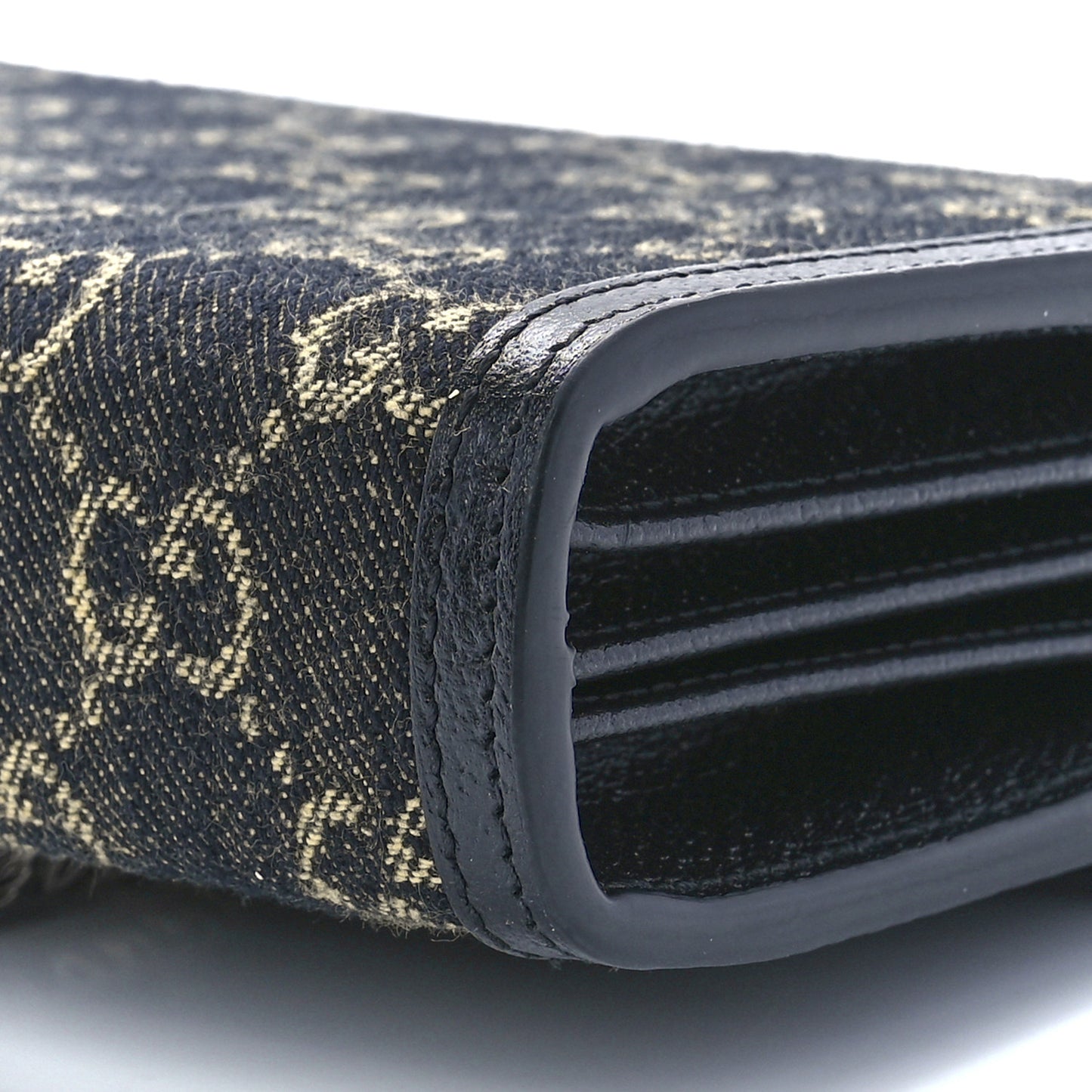 Jacquard Black Denim GG Monogram Mini Dionysus Chain Wallet Black Ivory