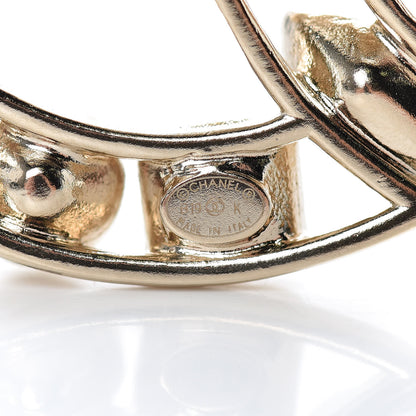 Chanel Metal Glass Pearl CC Crystal Snowfall Brooch Gold 4 of 5