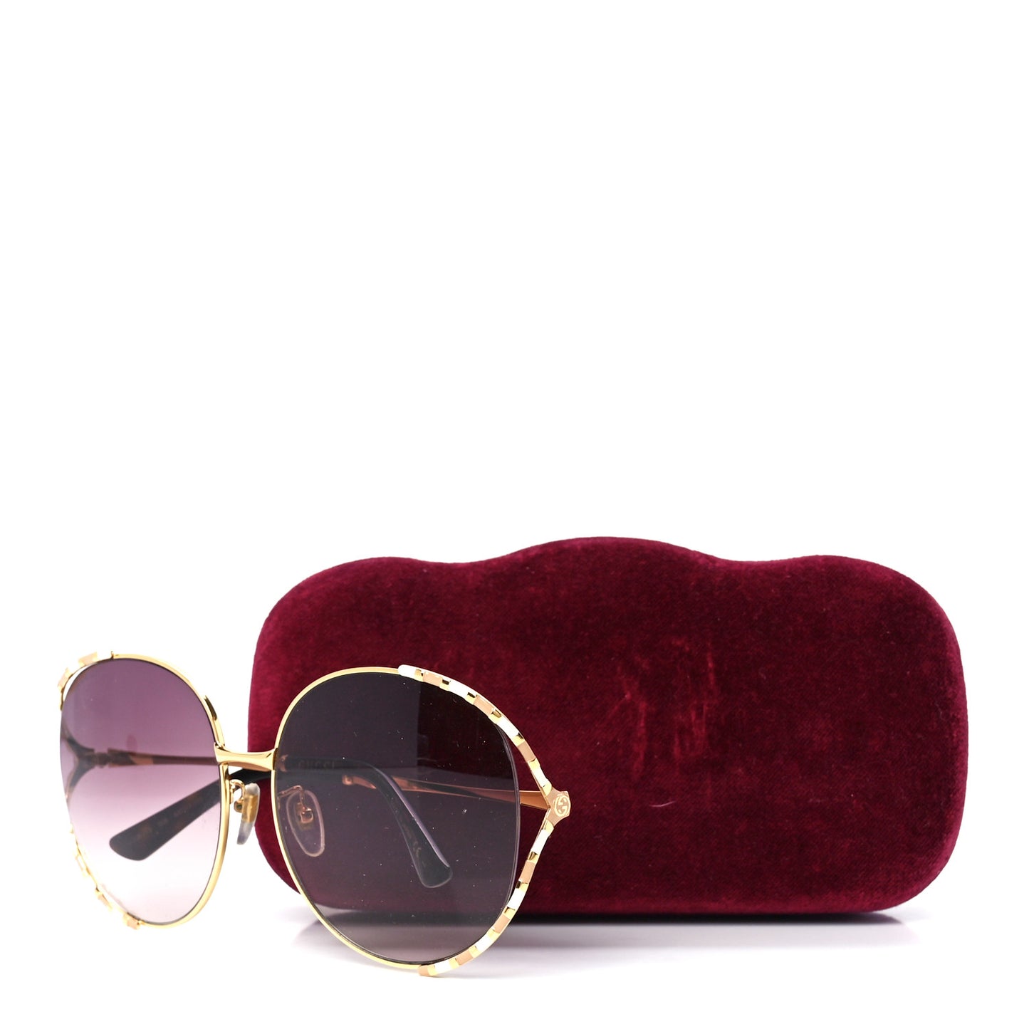 Metal Round Frame GG0595S Sunglasses Gold Brown