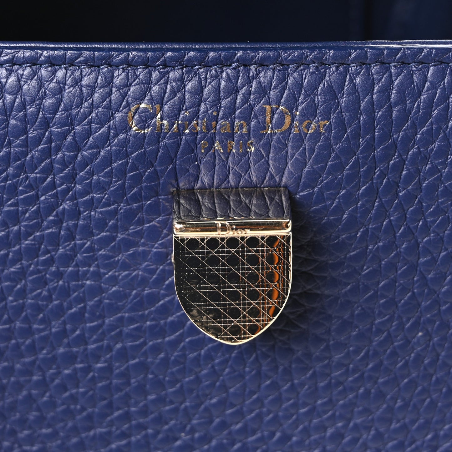 Grained Calfskin Mini Diorever Flap Blue Gri