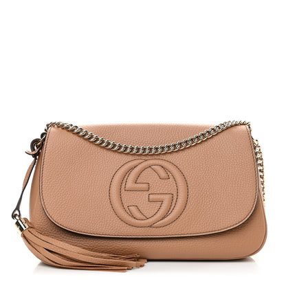 Gucci Pebbled Calfskin Medium Soho Flap Crossbody Camelia 1 of 10