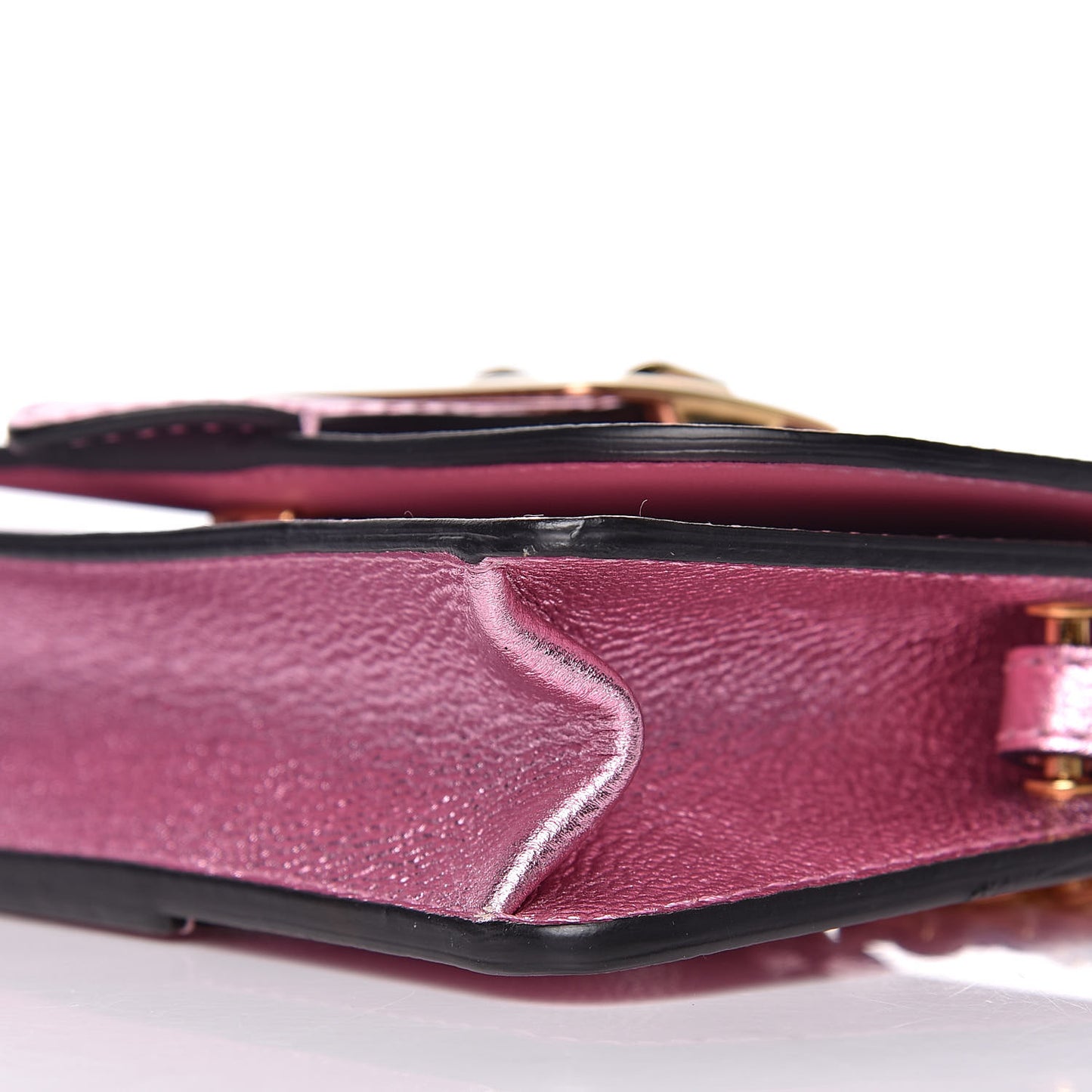 Metallic Grainy Calfskin Mini Buckle Bag Pale Orchid