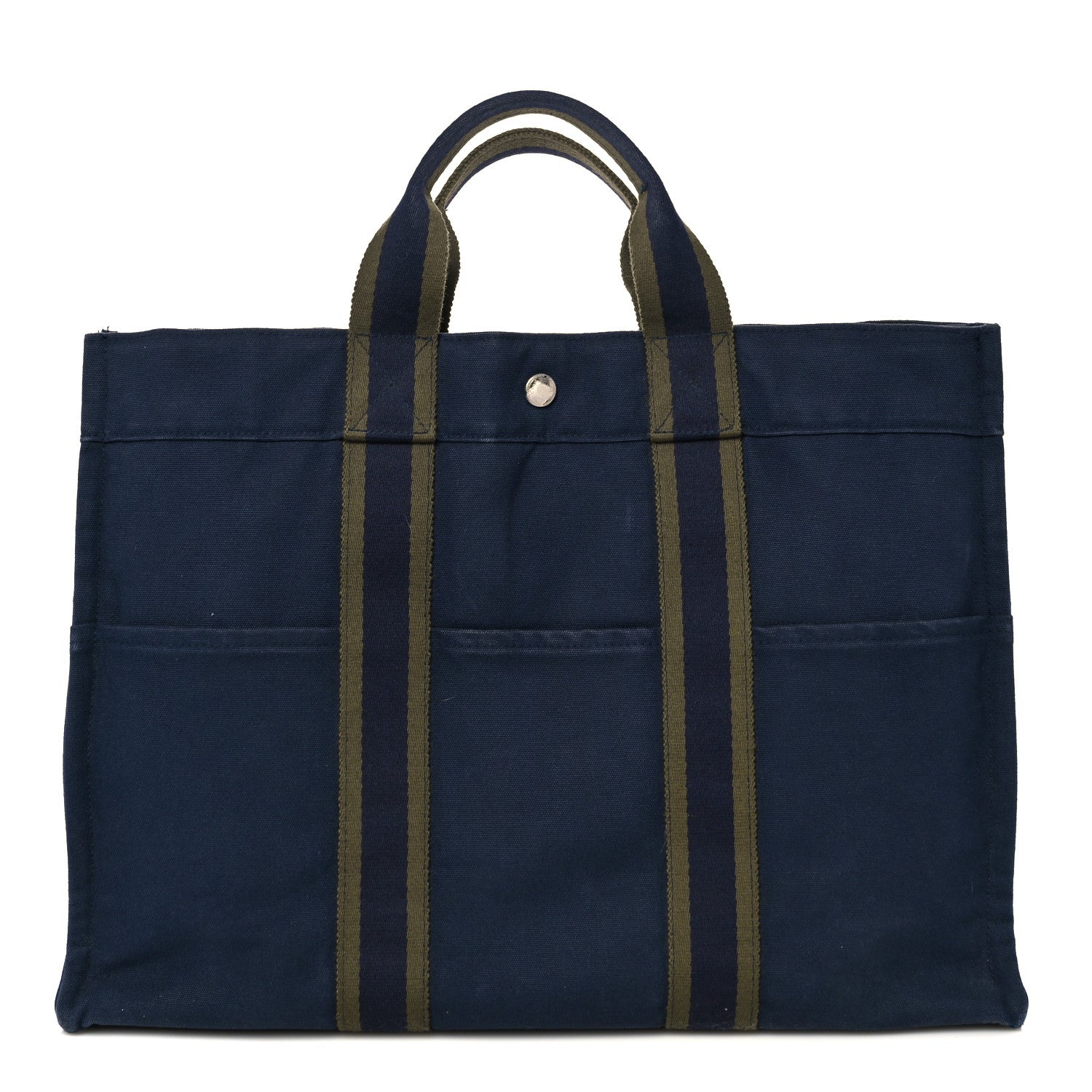 Hermes Canvas Fourre Tout MM Navy Brown 1 of 9