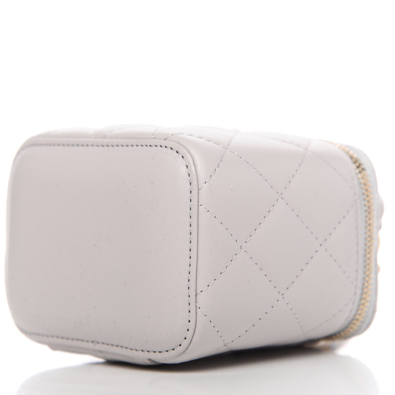 Chanel Lambskin Quilted Top Handle Mini Vanity Case With Chain Grey 8 of 10