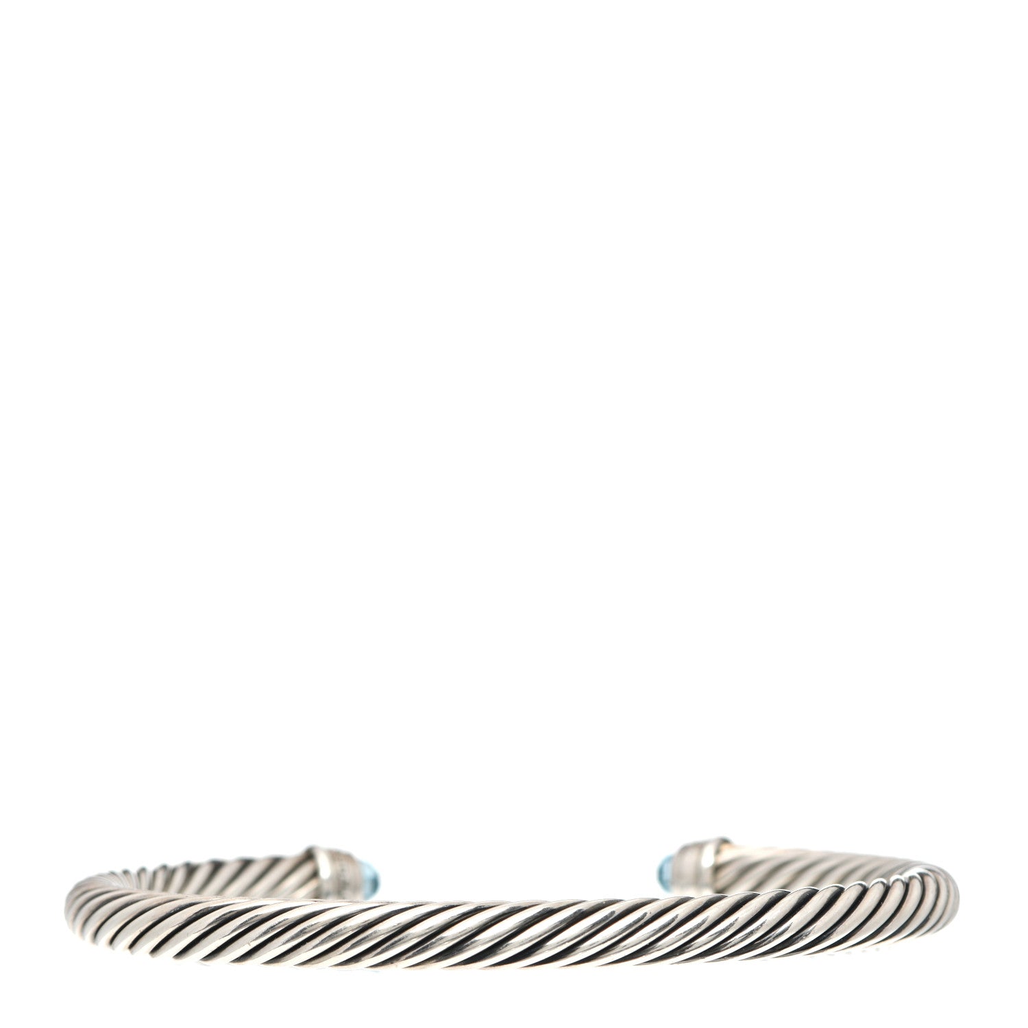 David Yurman Sterling Silver Diamond Blue Topaz 5mm Cable Classics Bracelet 3 of 4