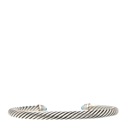 David Yurman Sterling Silver Diamond Blue Topaz 5mm Cable Classics Bracelet 3 of 4