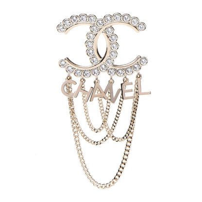 Chanel Metal Crystal Bow-tiful CC Chain Brooch Gold 1 of 4