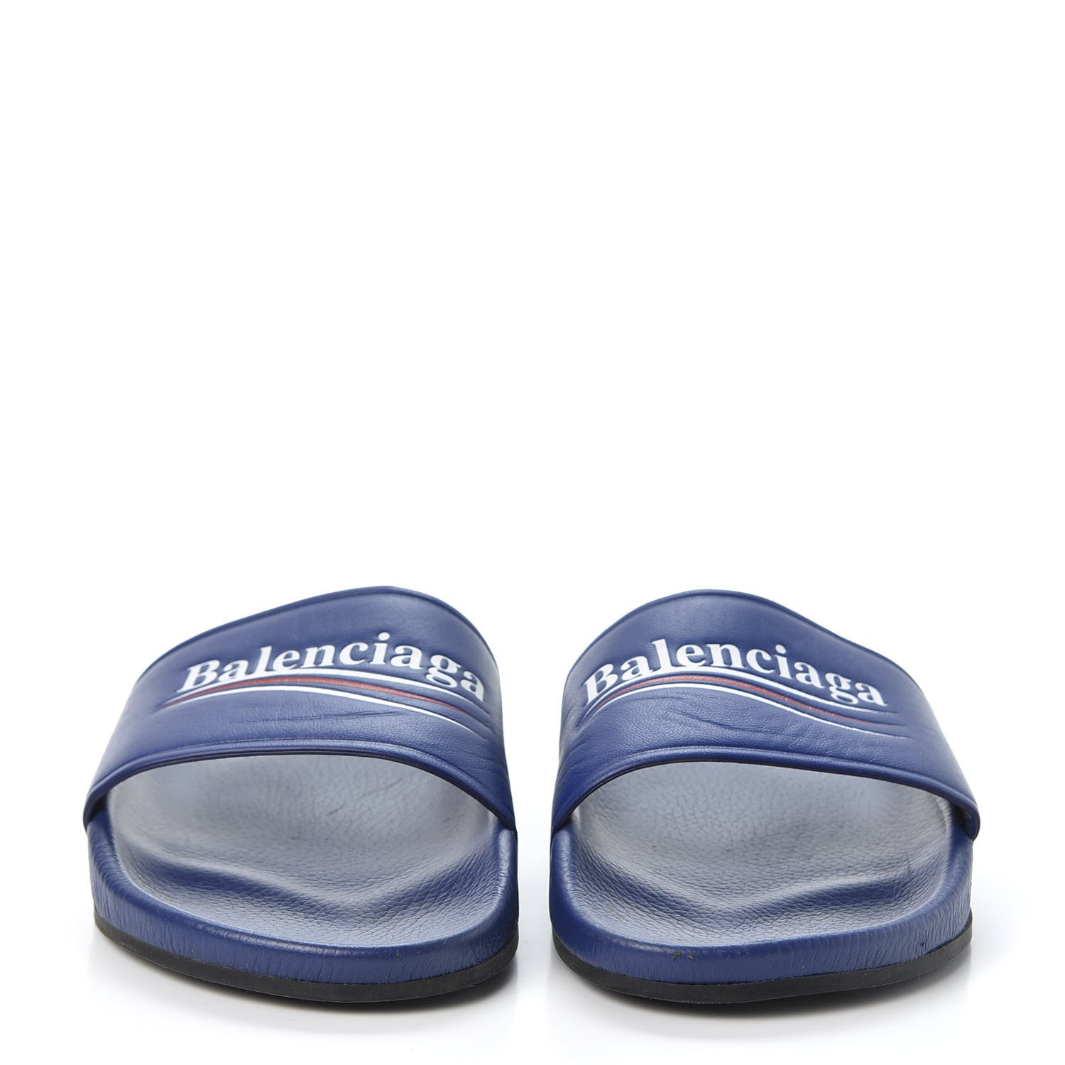 Balenciaga Nappa Political Campaign Logo Mens Pool Slide Sandals 41 Blue Ocean Blue White 3 of 12