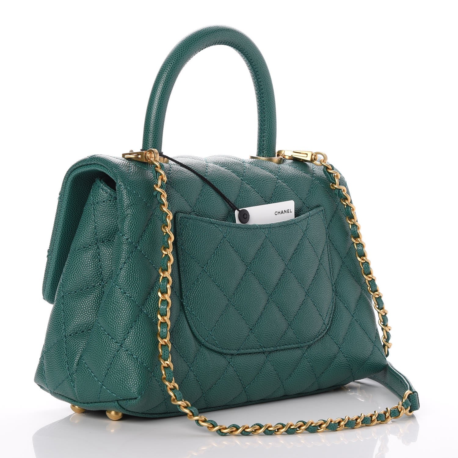 Chanel Caviar Quilted Mini Coco Handle Flap Green 4 of 11
