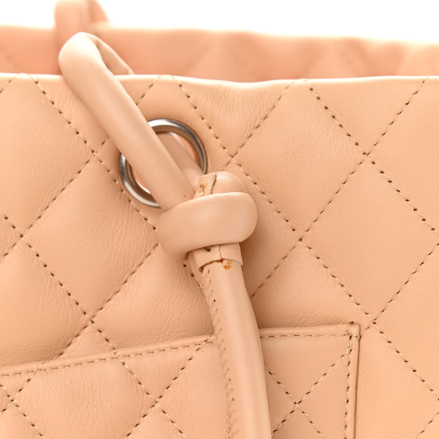 Calfskin Quilted Large Cambon Tote Beige