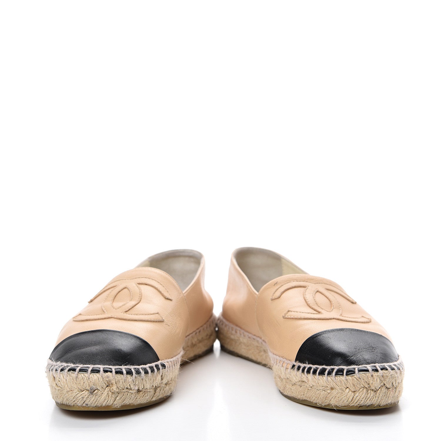 Chanel Lambskin CC Espadrilles 38 Beige Black 5 of 17