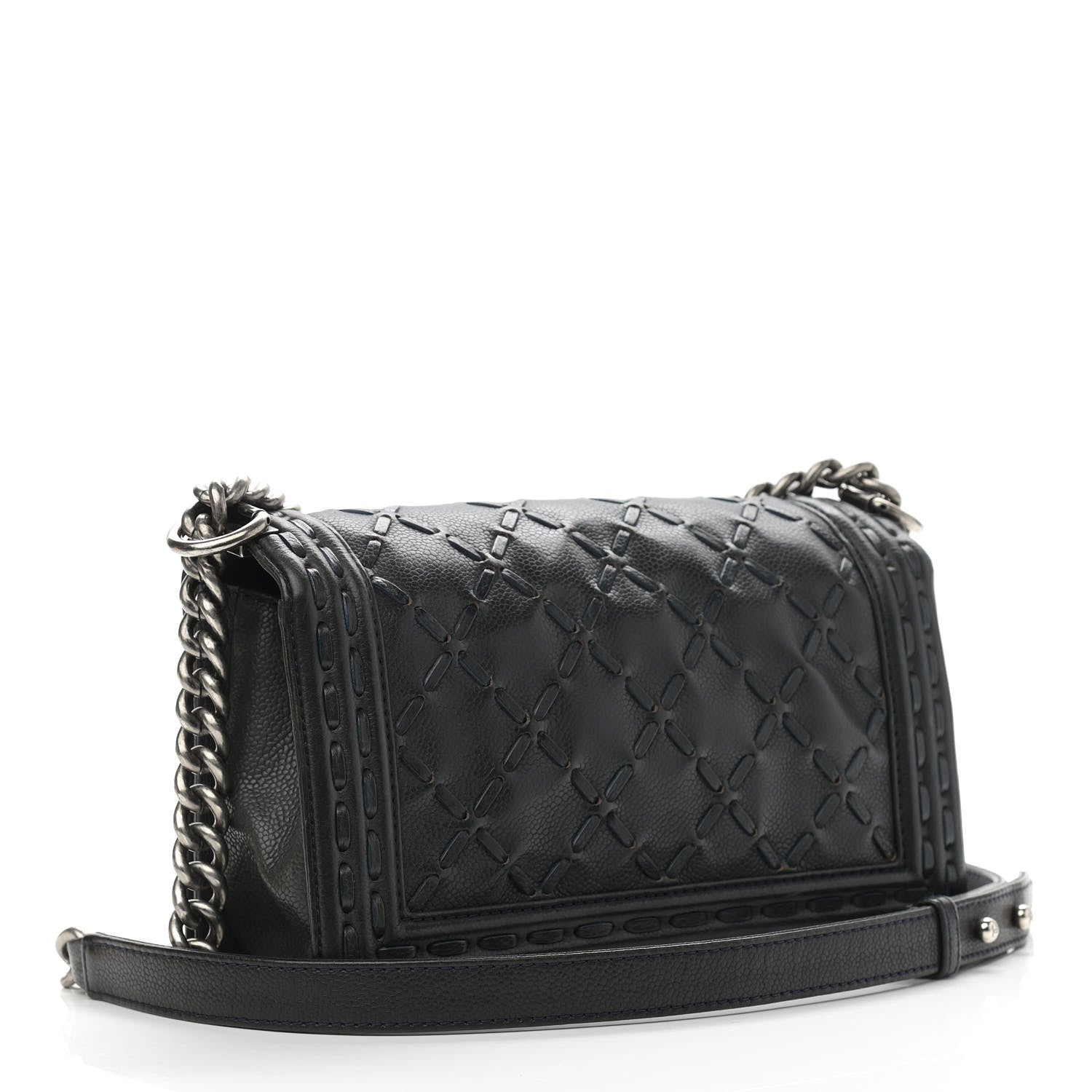 Chanel Caviar Stitched Medium Boy Flap Blue 3 of 10