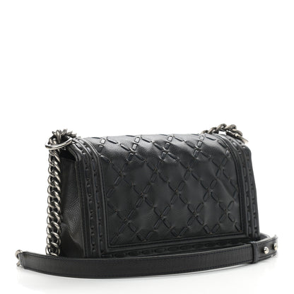 Chanel Caviar Stitched Medium Boy Flap Blue 3 of 10