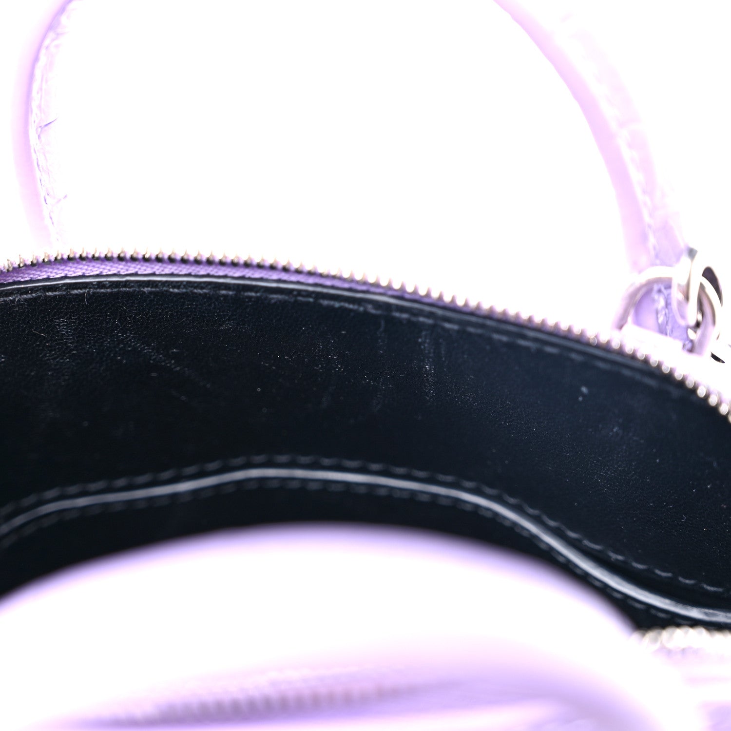 Balenciaga Shiny Calfskin Logo Crocodile Embossed XXS Ville Top Handle Bag Lilac White 8 of 9