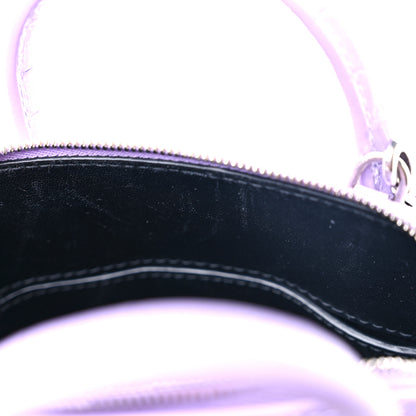 Balenciaga Shiny Calfskin Logo Crocodile Embossed XXS Ville Top Handle Bag Lilac White 8 of 9