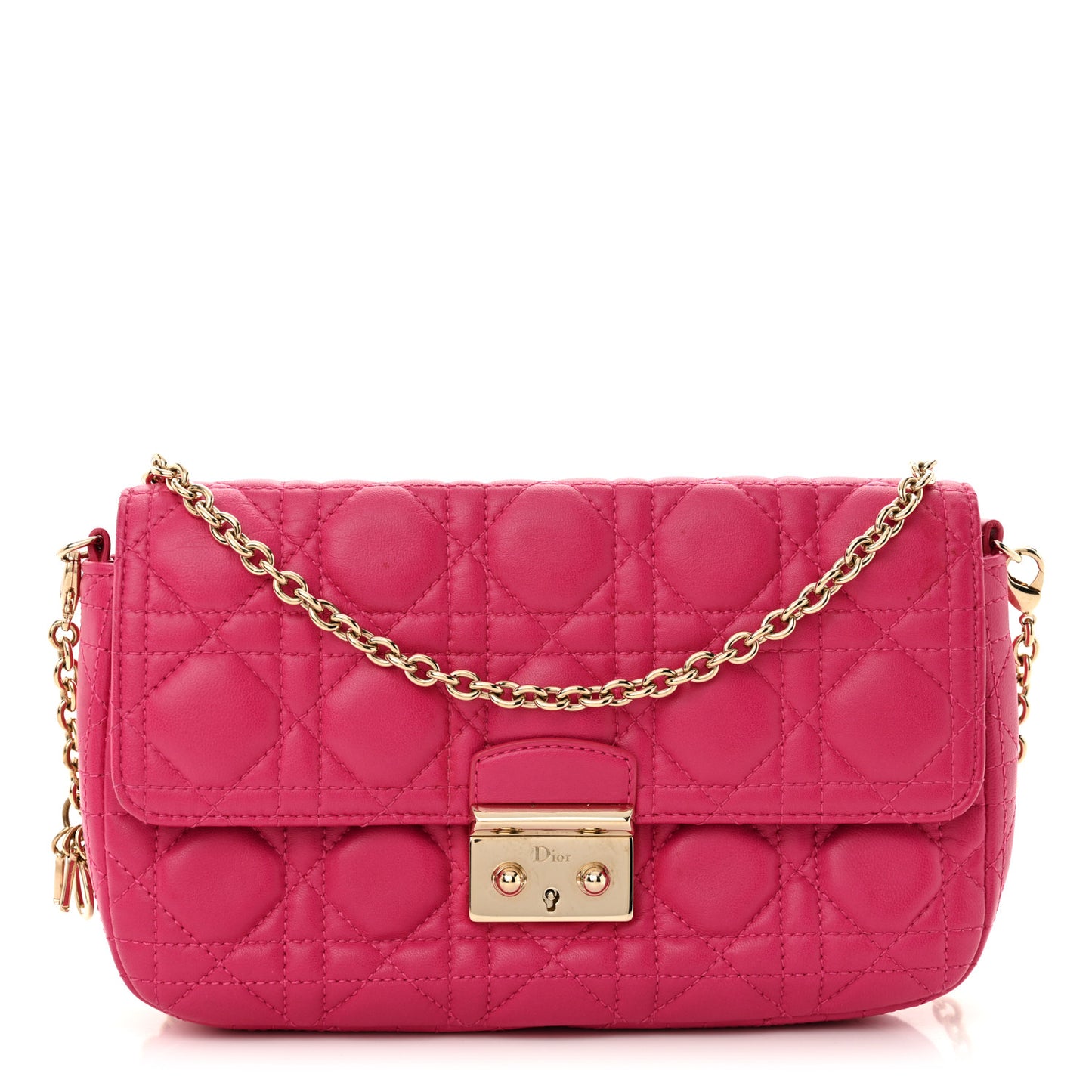 Lambskin Cannage Miss Dior Promenade Pouch Fuchsia