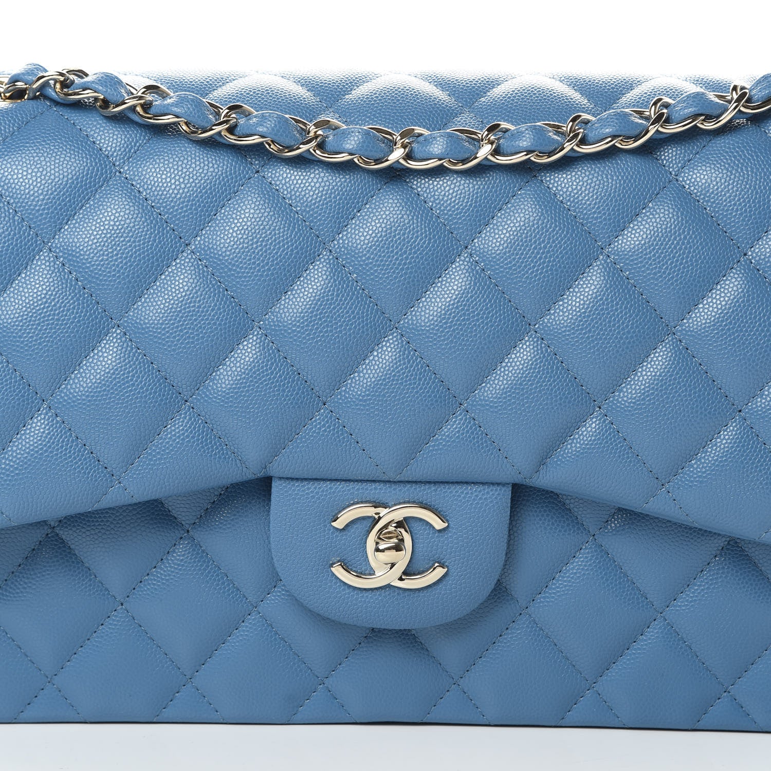 Chanel Caviar Quilted Jumbo Double Flap Blue 8 of 11