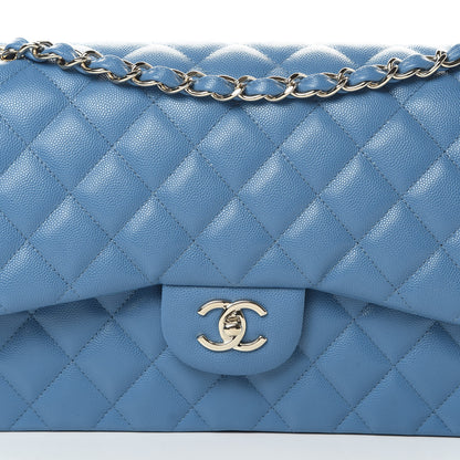 Chanel Caviar Quilted Jumbo Double Flap Blue 8 of 11