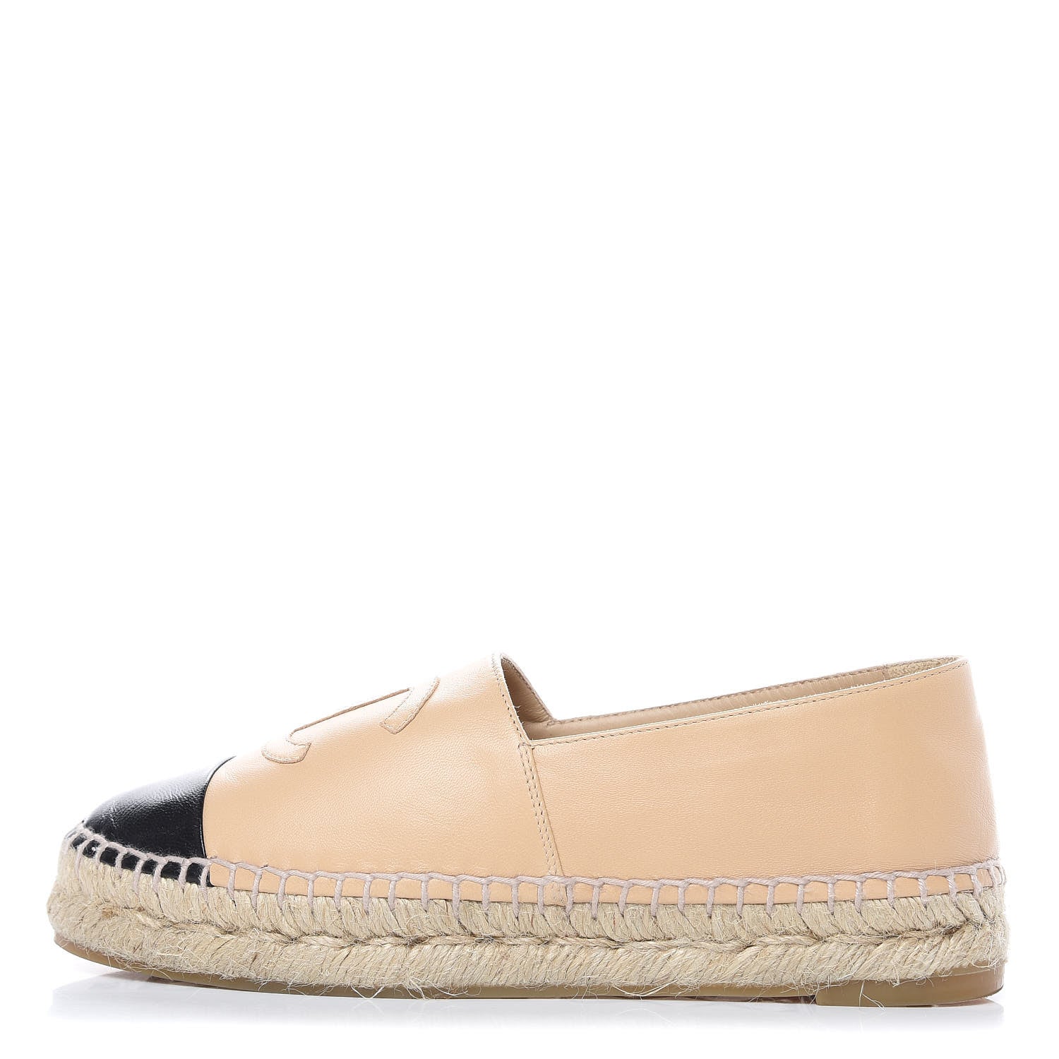 Chanel Lambskin CC Espadrilles 36 Beige Black 1 of 11