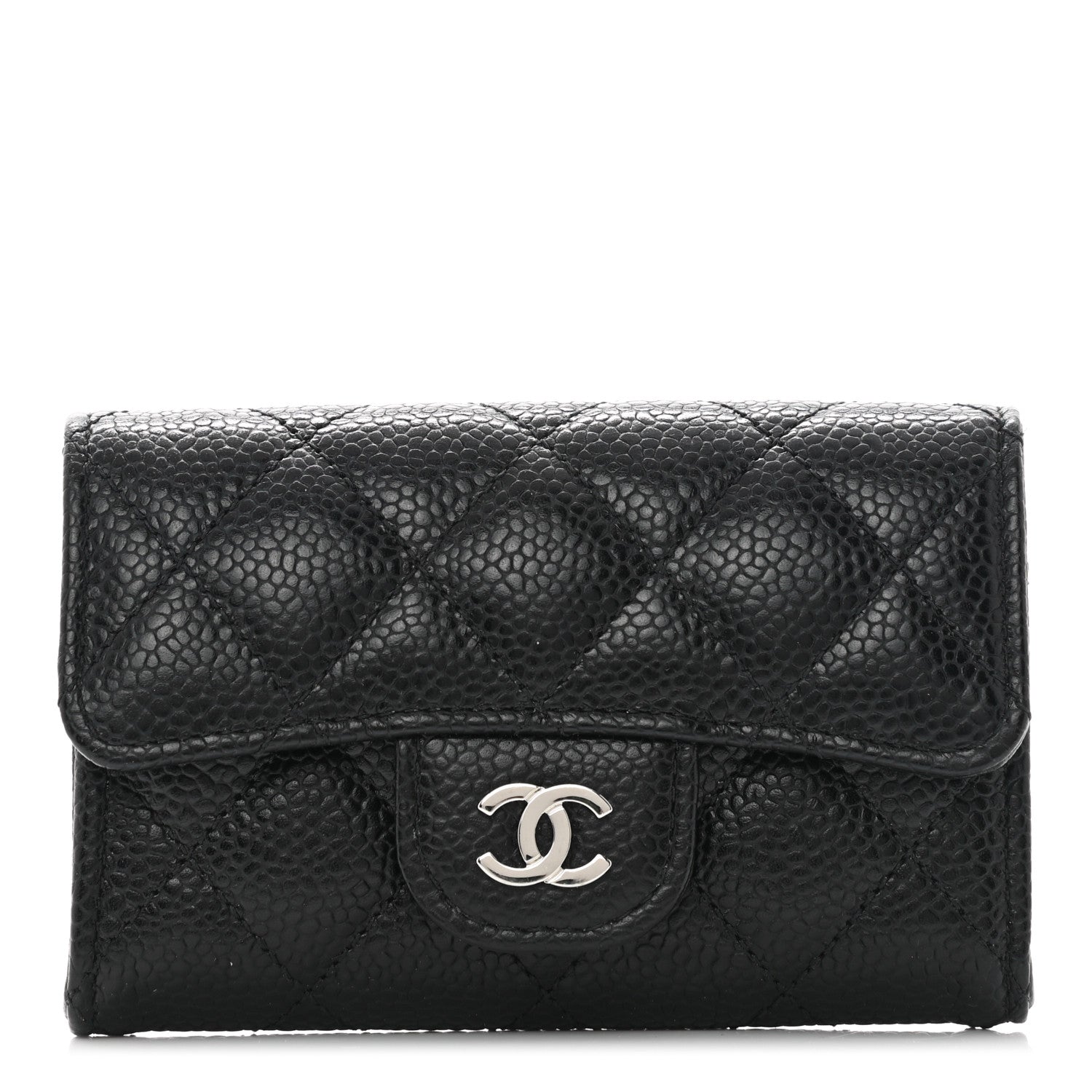 Chanel Caviar Quilted Flap Card Holder Wallet Black 1 of 8