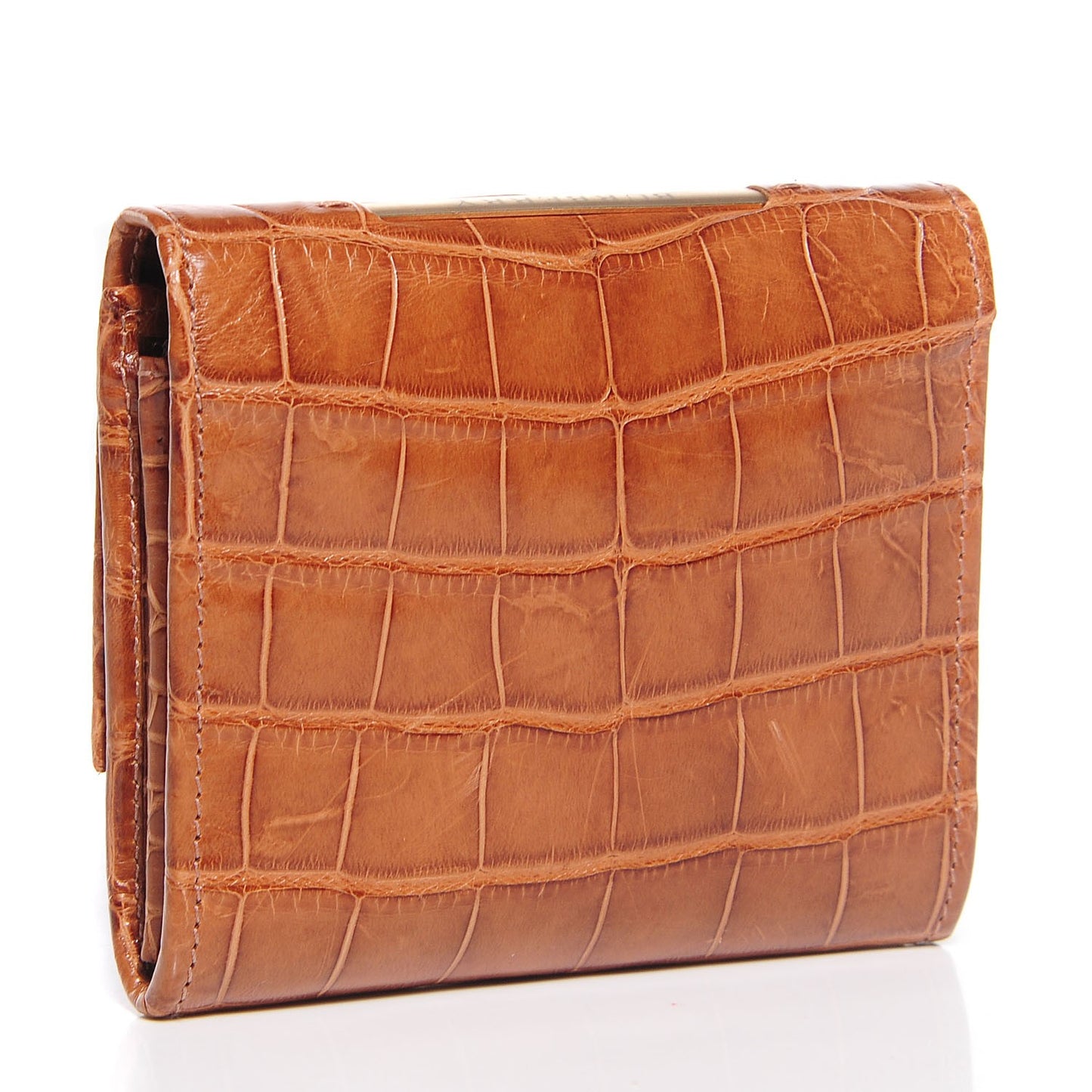Alligator Compact Wallet Cognac