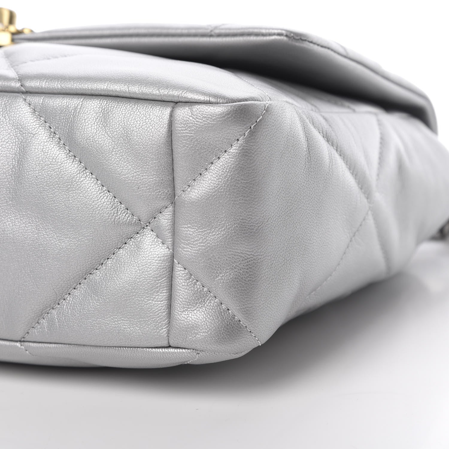 Chanel Metallic Goatskin Quilted Large 19 Flap Silver 9 of 10