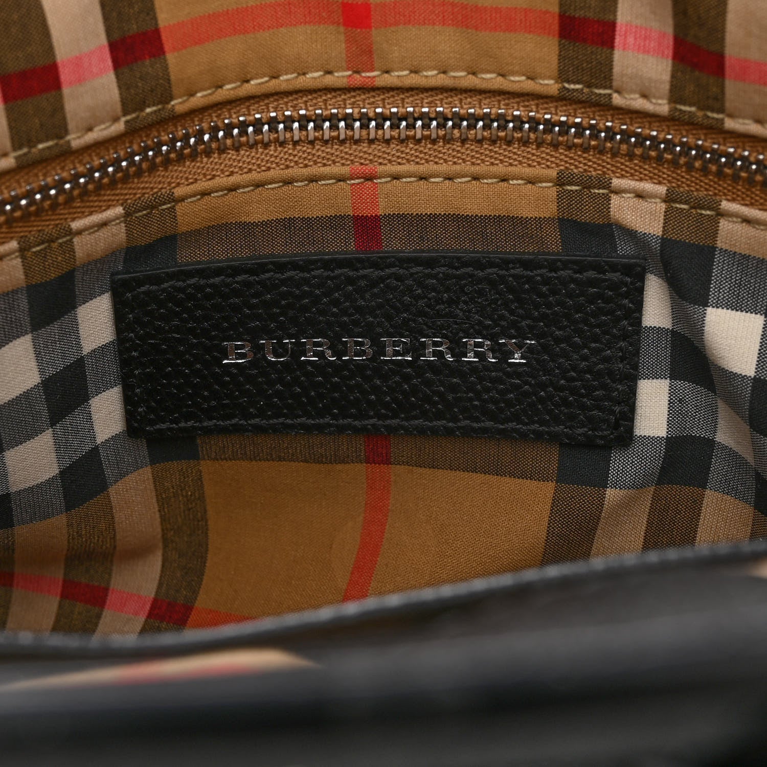 Burberry Derby Calfskin House Check Small Banner Tote Black 6 of 10