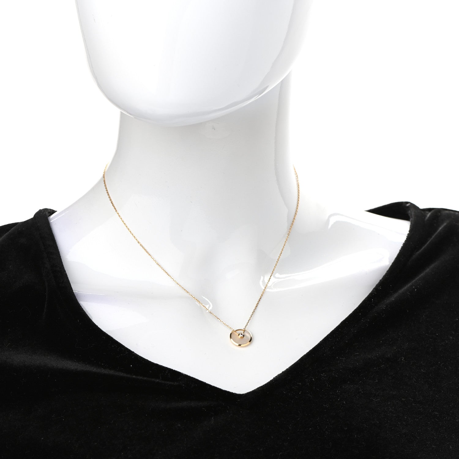 Cartier 18K Yellow Gold Diamond Mother of Pearl XS Amulette de Cartier Pendant Necklace 2 of 6