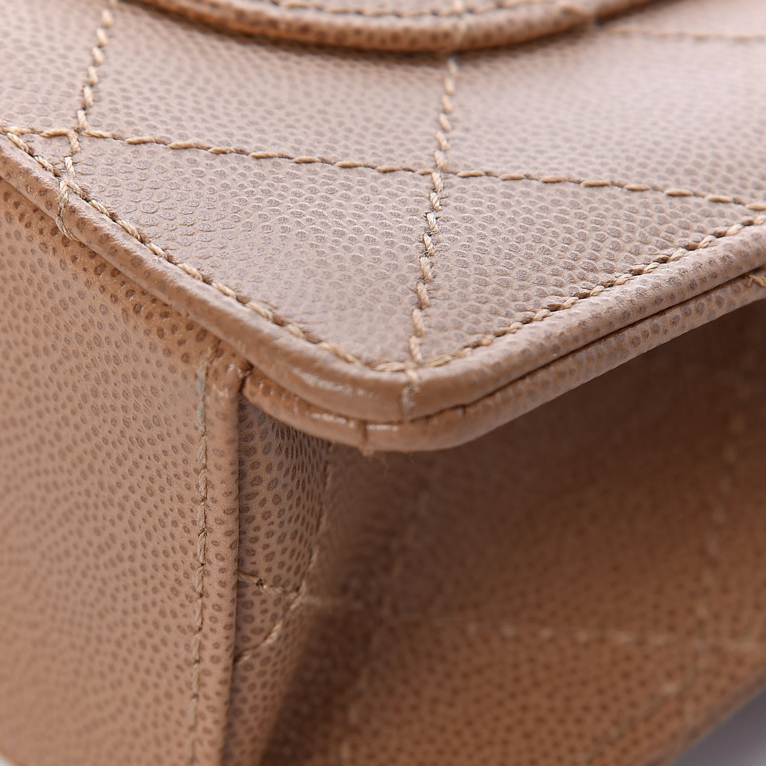 Chanel Caviar Stitch Small Single Flap Beige 15 of 16