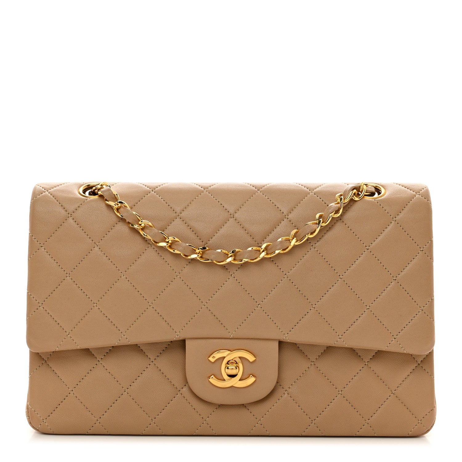Chanel Lambskin Quilted Medium Double Flap Beige 1 of 13