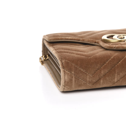 Gucci Velvet Matelasse GG Marmont Chain Wallet Taupe 9 of 11