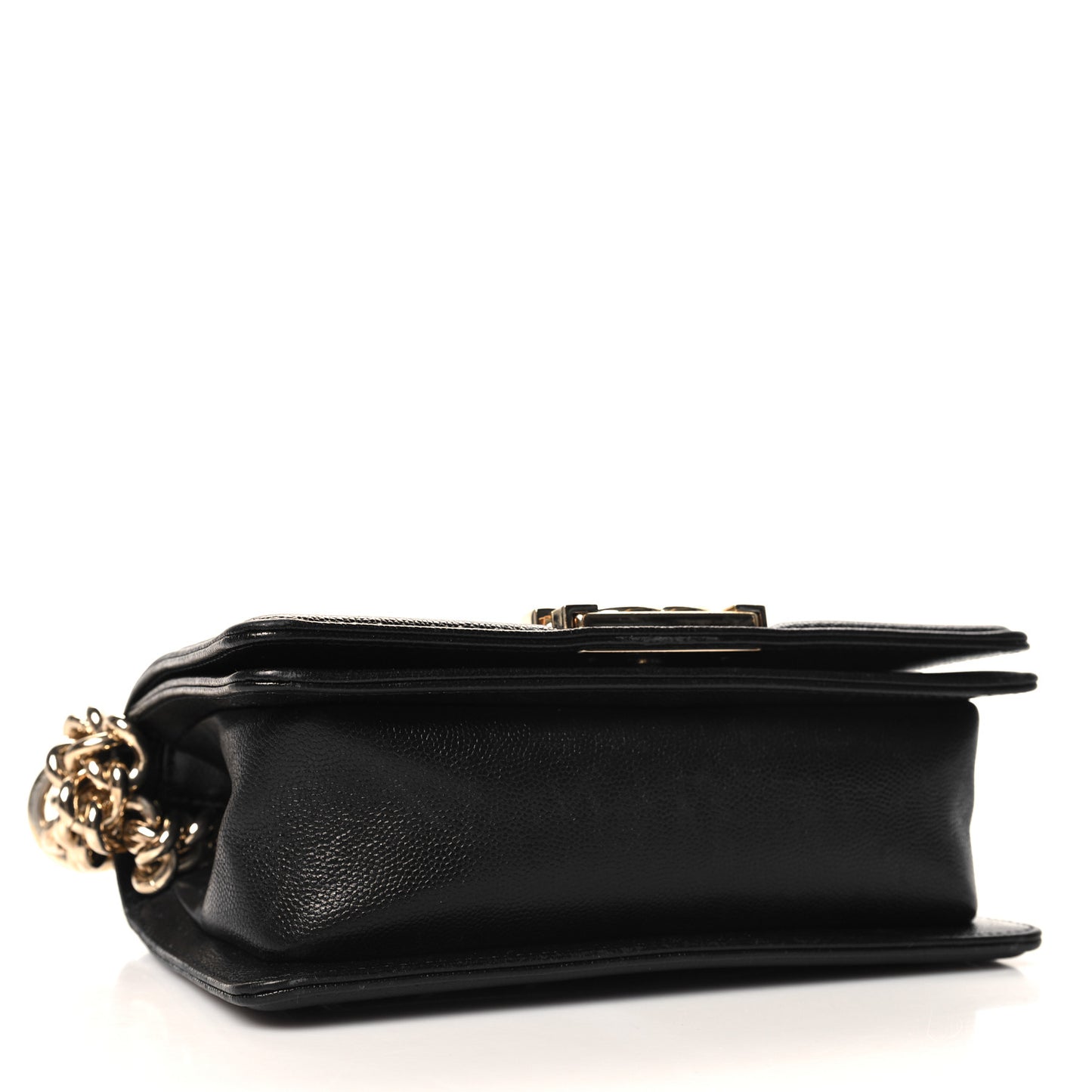 Caviar Chevron Quilted Small Boy Flap Black