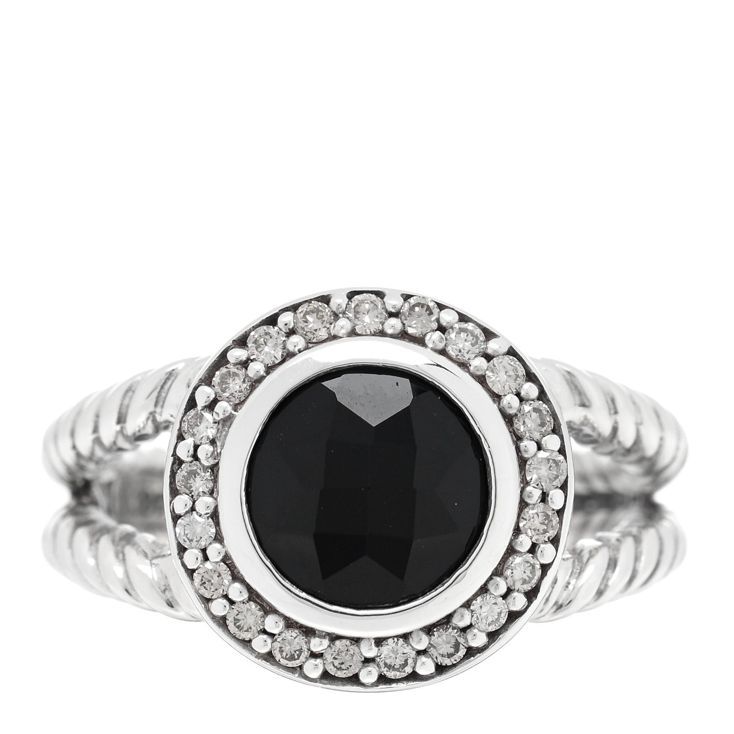 Sterling Silver Diamond Black Onyx 8mm Petite Cerise Ring 52 6