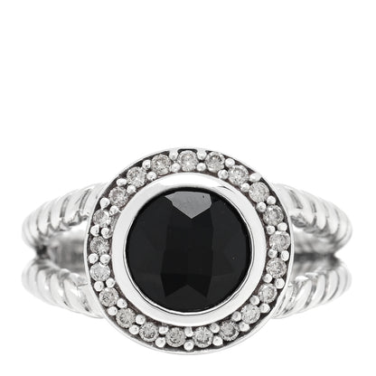 David Yurman Sterling Silver Diamond Black Onyx 8mm Petite Cerise Ring 52 6 1 of 4