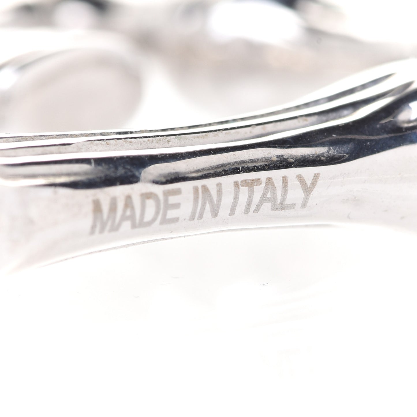 Metal FF Bamboo Hoop Earrings Silver
