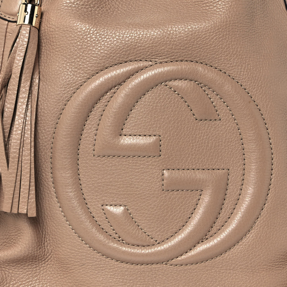 Gucci Pebbled Calfskin Medium Soho Shoulder Bag Camelia 9 of 18