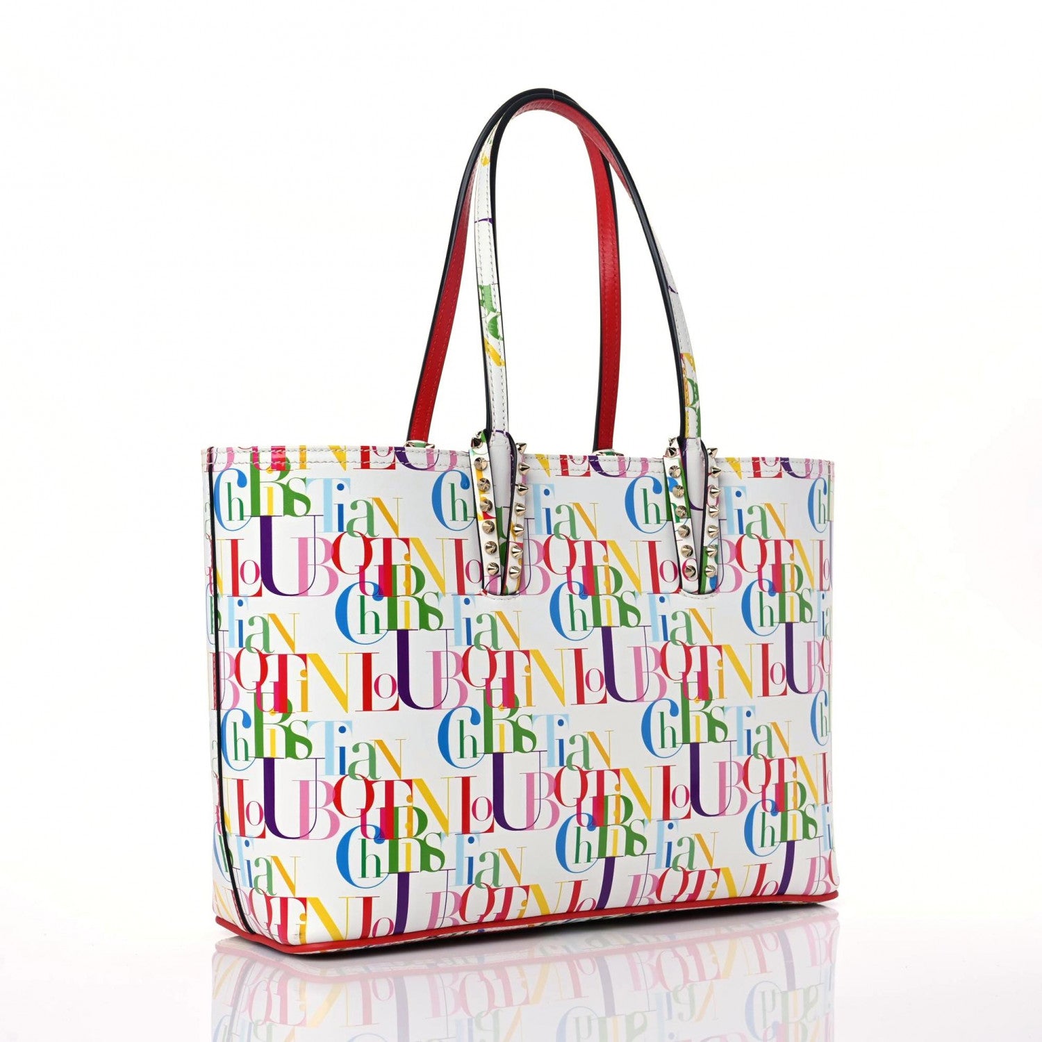 Christian Louboutin Calfskin Small Cabata Tote White Multicolor 4 of 15