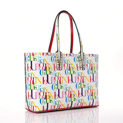 Christian Louboutin Calfskin Small Cabata Tote White Multicolor 4 of 15