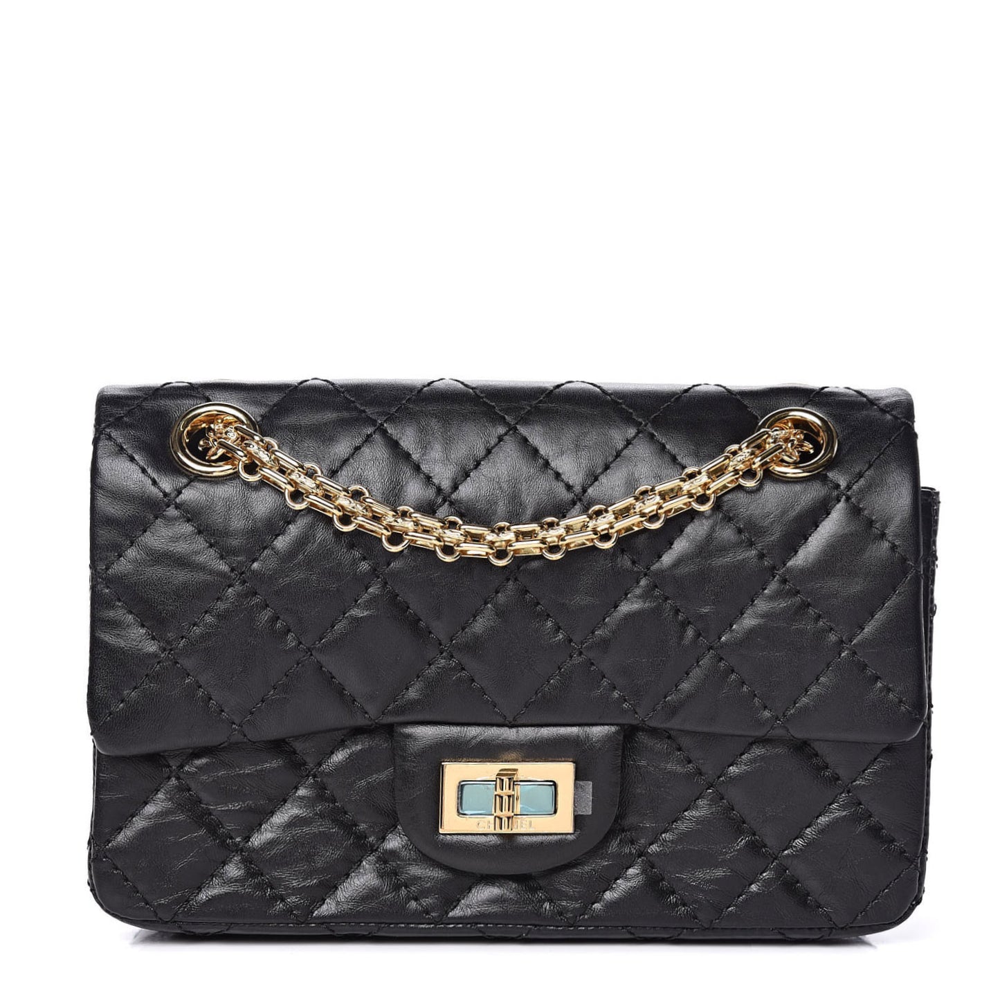 Aged Calfskin Quilted 2.55 Reissue Mini Flap Black