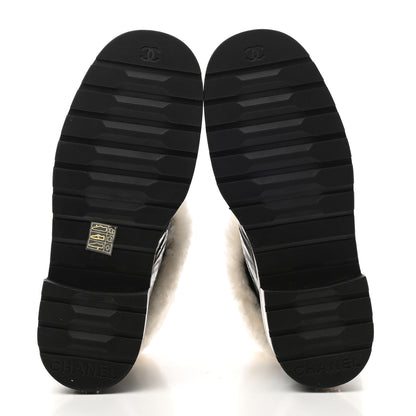 Chanel Lambskin Shearling Short Boots 38.5 Black 5 of 8