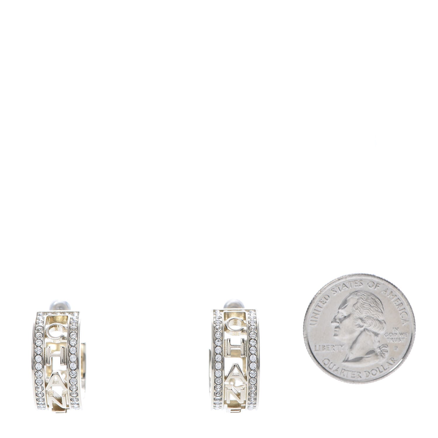 Chanel Metal Crystal Bow-tiful CC Hoop Earrings Gold 2 of 5