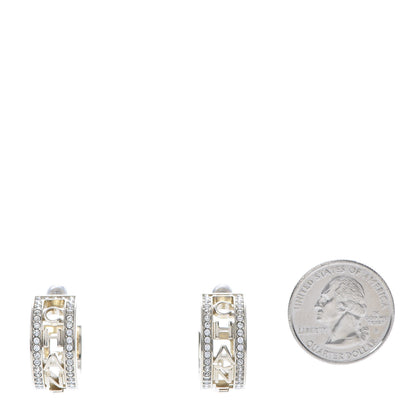 Chanel Metal Crystal Bow-tiful CC Hoop Earrings Gold 2 of 5