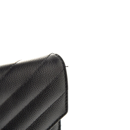 Saint Laurent Grain De Poudre Matelasse Chevron Monogram Envelope Chain Wallet Black 13 of 13
