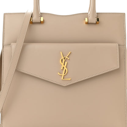 Saint Laurent Shiny Calfskin Small Uptown Tote Sea Salt 8 of 11