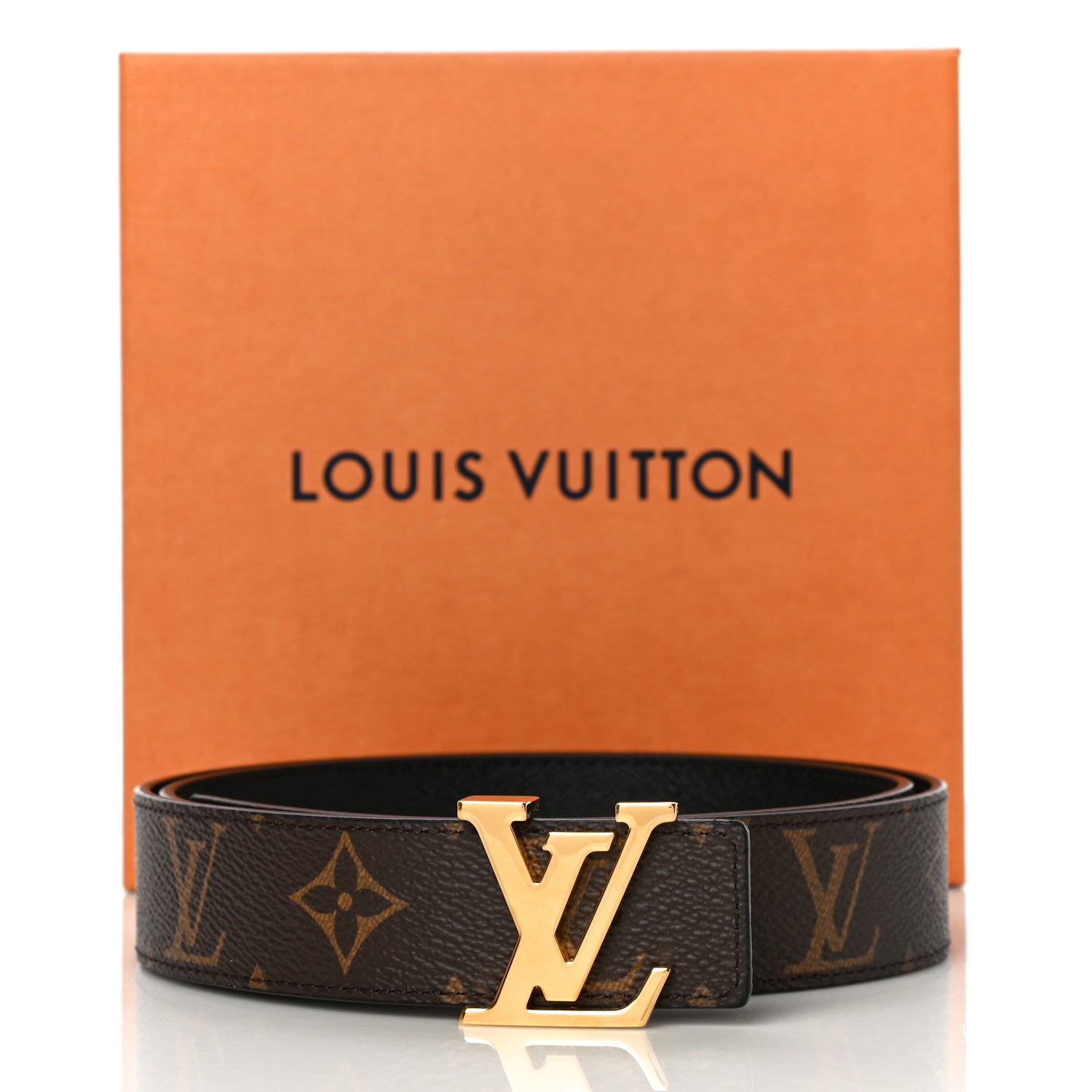 Louis Vuitton Calfskin Monogram 30mm LV Initiales Reversible Belt 80 32 Black 3 of 9