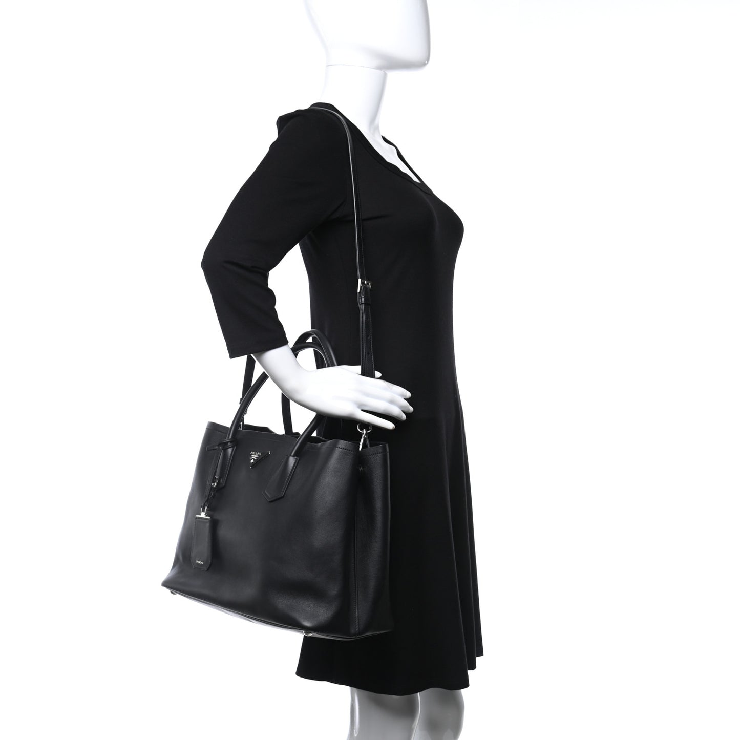 City Calfskin Large Double Bag Black