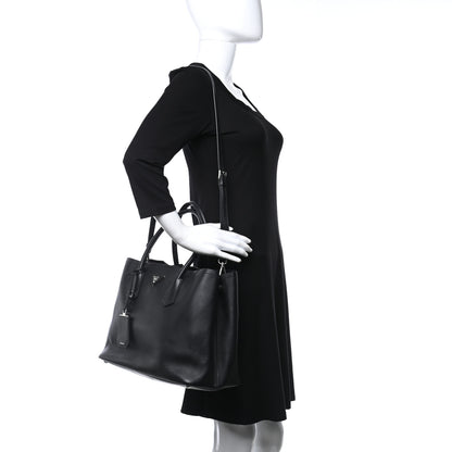 Prada City Calfskin Large Double Bag Black 2 of 19