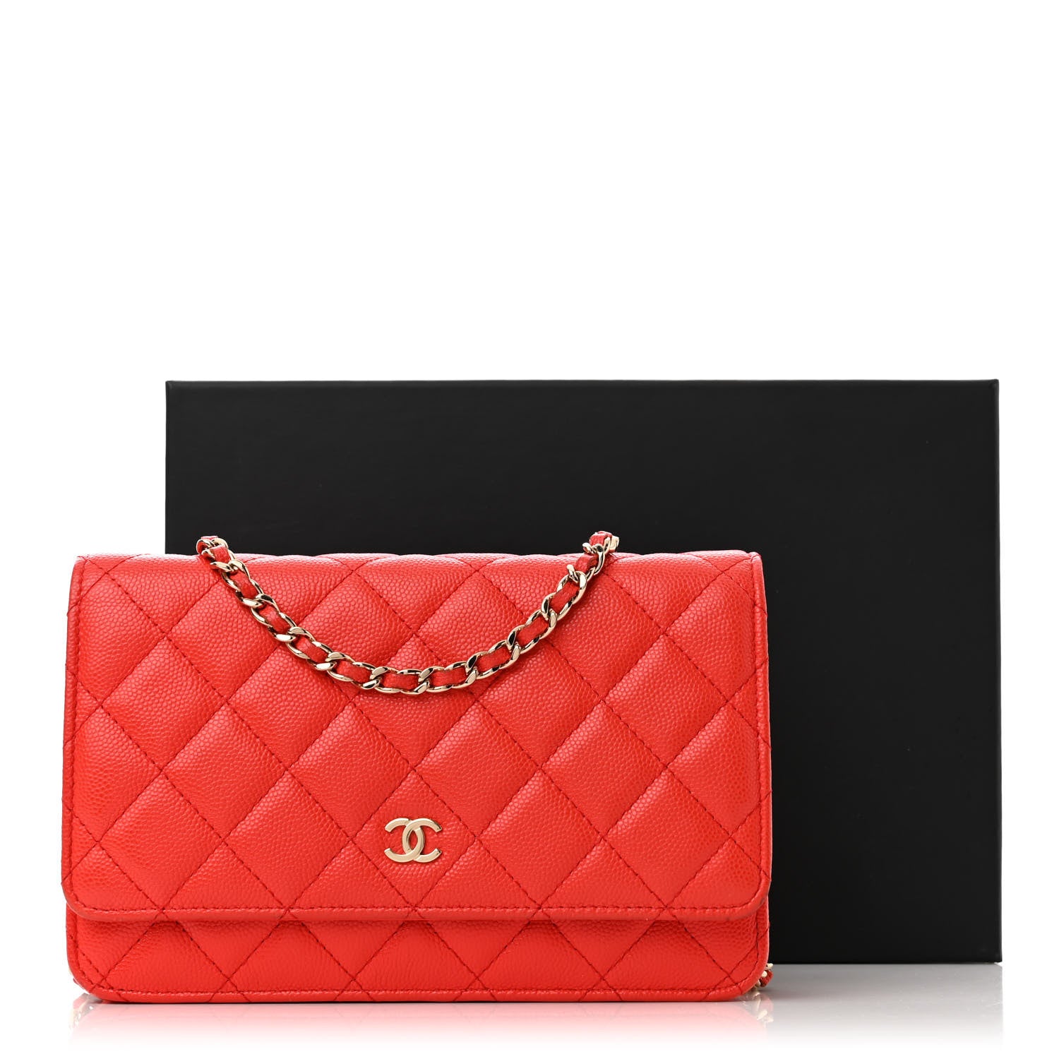 Chanel Caviar Quilted Wallet On Chain WOC Red 15 of 15