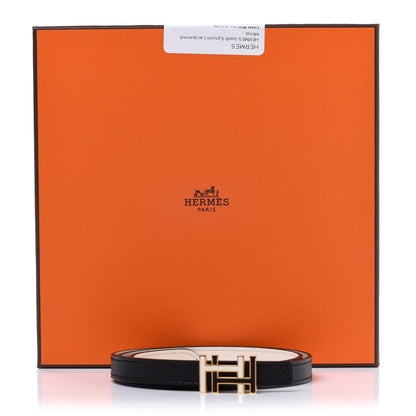 Hermes Swift Epsom Lacquered Metal 13mm Au Carre Double H Belt 70 White Black 8 of 8